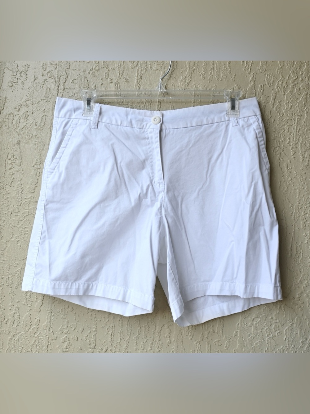Crown & Ivy White Cotton Chino Bermuda Shorts